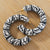 LARGE Polymer Clay Printed hoop earrings - Charcoal Grey and Cream