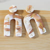 ARCHES Earrings.  White, pink and gold leaf Polymer Clay Arch earrings