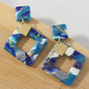 EMERY - Blue Lagoon Diamond Shaped Polymer Clay earrings with brass Dangles