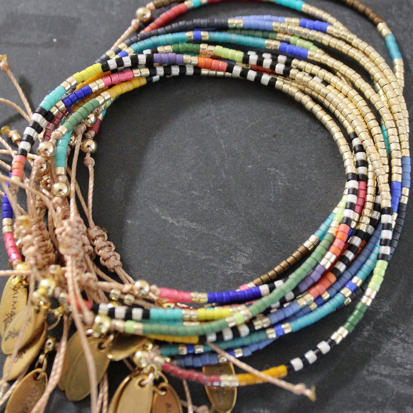 Friendship Bracelet with Delica beads, adjustable, dainty beaded bracelets