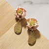 Mini 3D Flor Earrings - Blush, with hammered Brass dangles