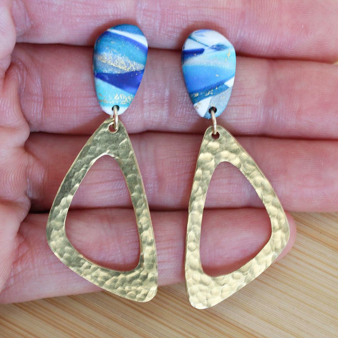 TOLMI Earrings - Turquoise and Gold Polymer Clay earrings with