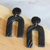 ARCHES Earrings.  Polymer Clay Arch earrings - Black with a textured surface