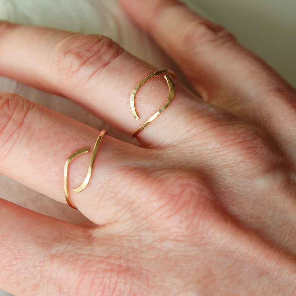14k Gold Fill Hammered Ring - WAVES