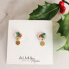 Holly Stud Dangle Earrings - Polymer Clay stud earrings