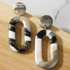 LINKS Earrings.  White, Black, Grey and gold leaf Polymer Clay Earrings