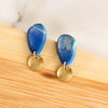 Pebble, Stud Dangle Earrings,  Blue Lagoon Polymer Clay with Brass dangles