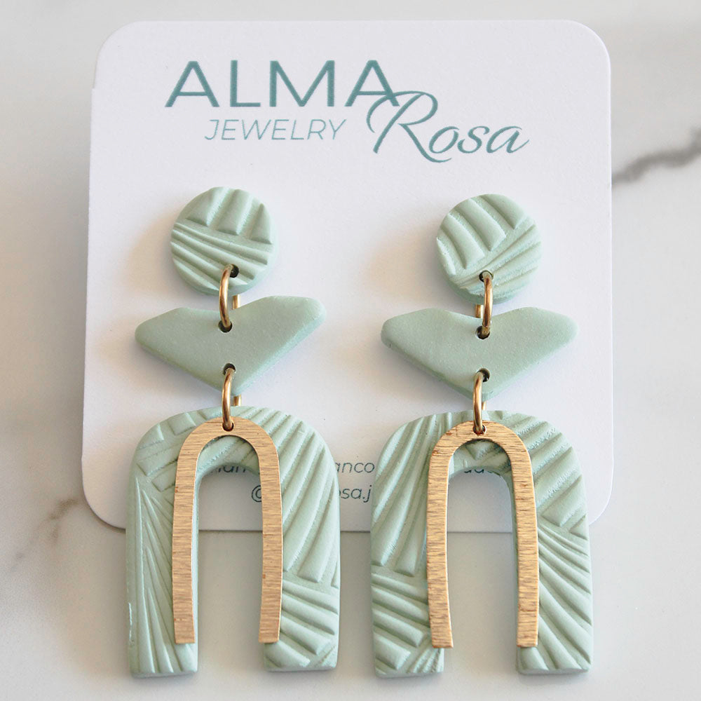 BLANCA Earrings. White Polymer Clay Statement Earrings with gold leaf -  Alma Rosa Jewelry