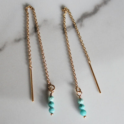 14K Gold fill Threader Earrings with Turquoise beads