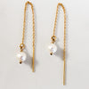 14K Gold fill Threader Earrings with White freshwater pearls