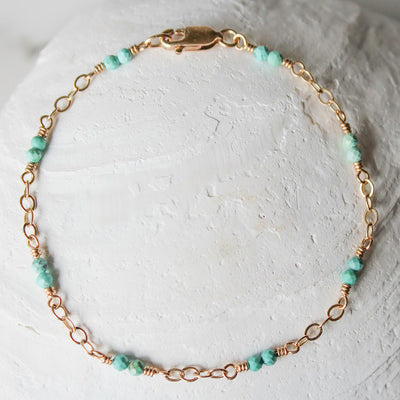 Turquoise Pairs Bracelet with 14K Gold Fill Chain